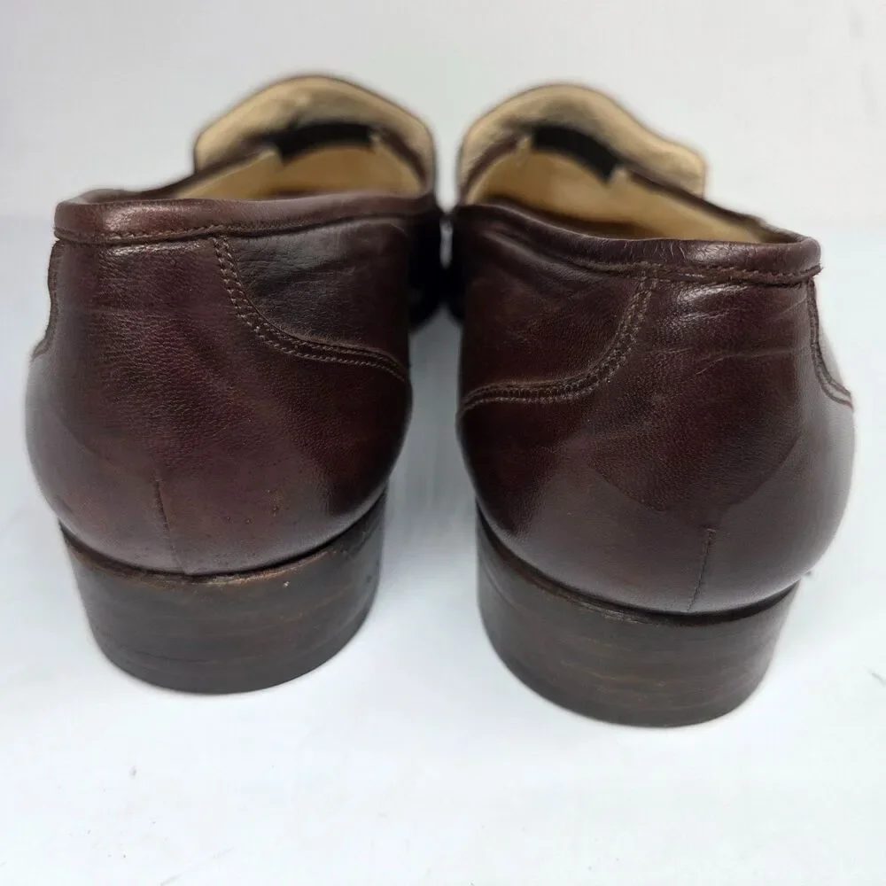 Bruno Magli 29920 Legacy Mens Brown Leather Tassel Italian Loafers Size US 8 M